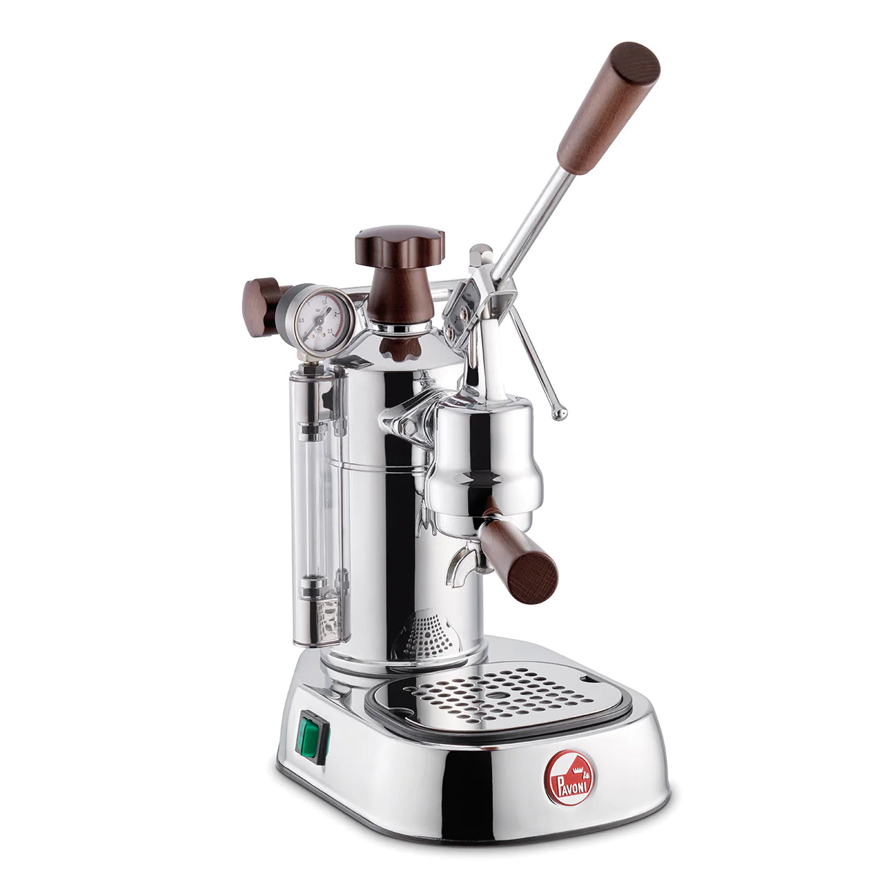 La Pavoni Stradavari Lever Espresso Machine; Chrome, Wood Trim