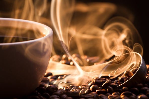 coffee cup with coffee beans