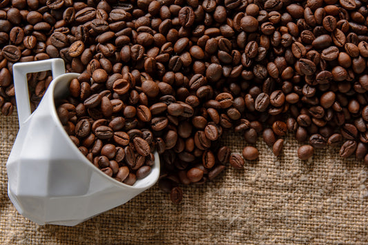 cup with coffee beans