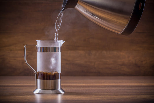 french press with hot water