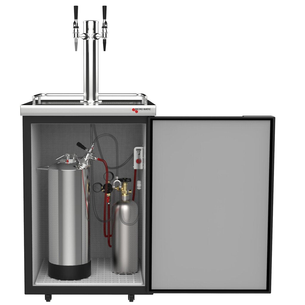 Americano Nitro Cold Brew Coffee Kegerator – 2 Faucets – Black Vinyl open door