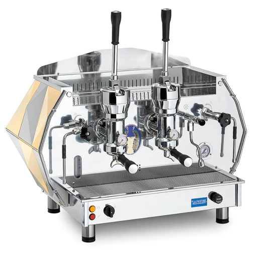 La Pavoni Diamante Commercial Espresso Machine 2 group lever GOLD - Majesty Coffee