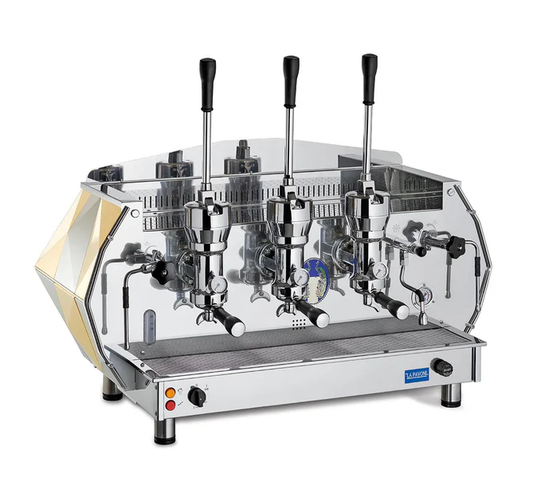 La Pavoni Diamante Commercial Espresso Machine 3 group lever GOLD - Majesty Coffee