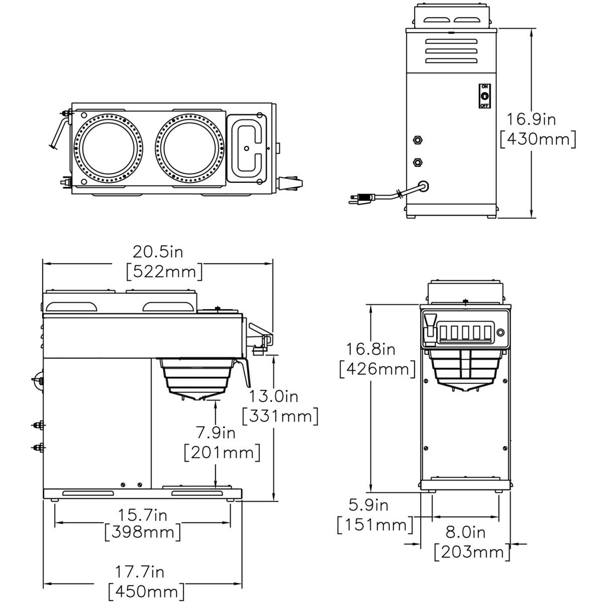 BUNN CWTF15-3, Plastic Funnel (2 Upper/1 Lower Warmer) 12950.0213