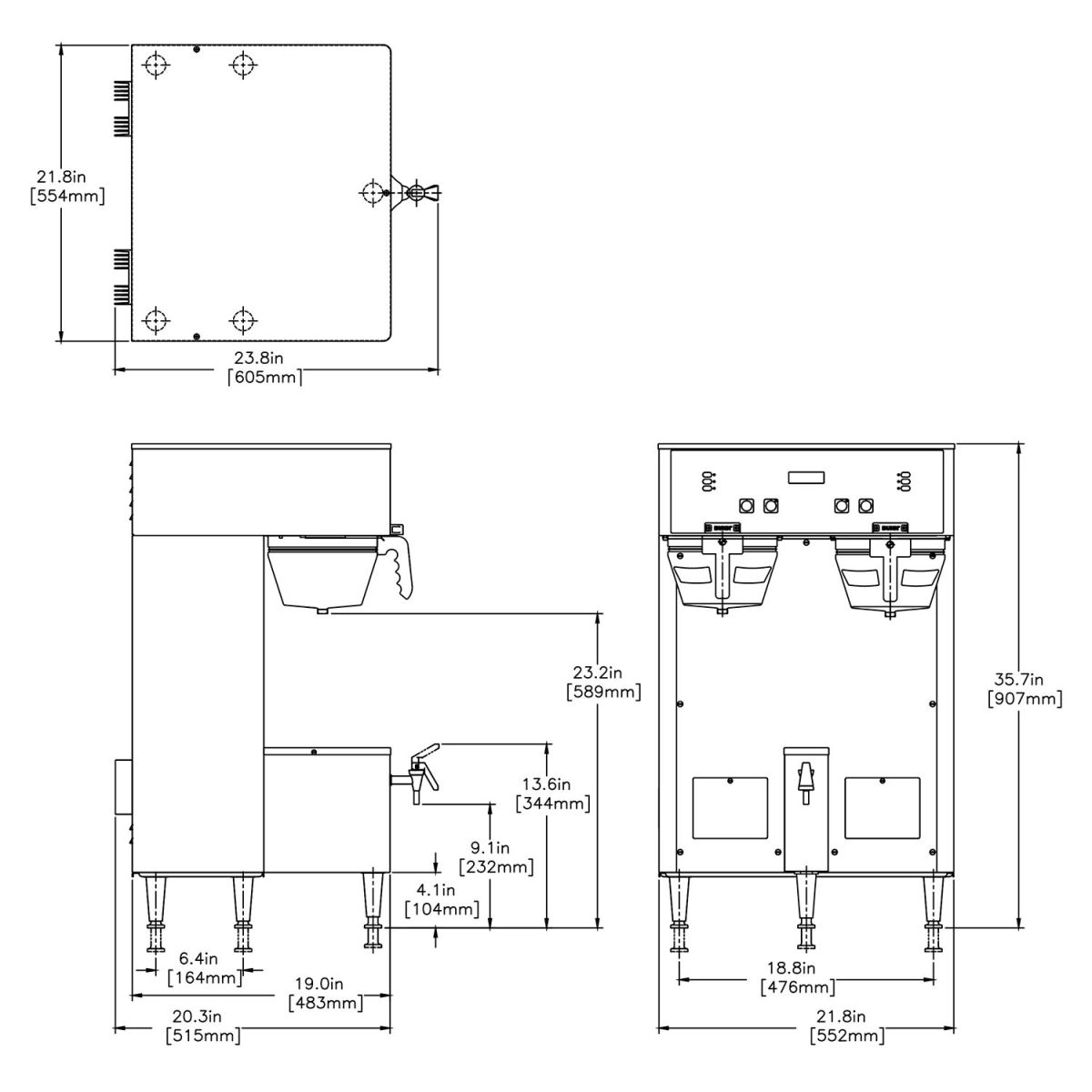 BUNN Dual BrewWISE ThermoFresh DBC 120/240V Brewer w/Funnel Locks  34600.0000