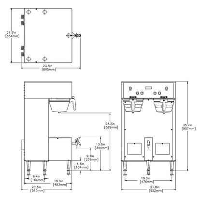 BUNN Dual BrewWISE ThermoFresh DBC 120/240V Brewer w/Funnel Locks  34600.0000