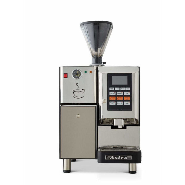 Astra Super Automatic Commercial Espresso Machine, Double Hopper with Refrigerator